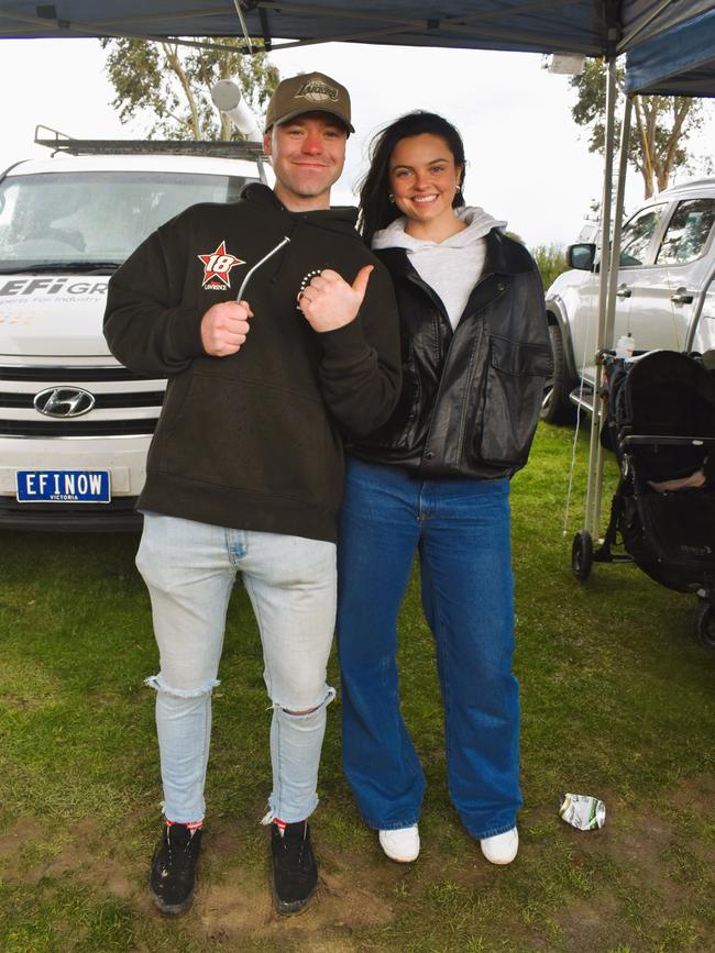 West Gippsland league grand final match 2024 — Phillip Island Bulldogs V Nar Nar Goon "The Goon" Football Club at Garfield Recreation Reserve on September 14, 2024: Wade McRae and Ruby Bailey. Picture: Jack Colantuono