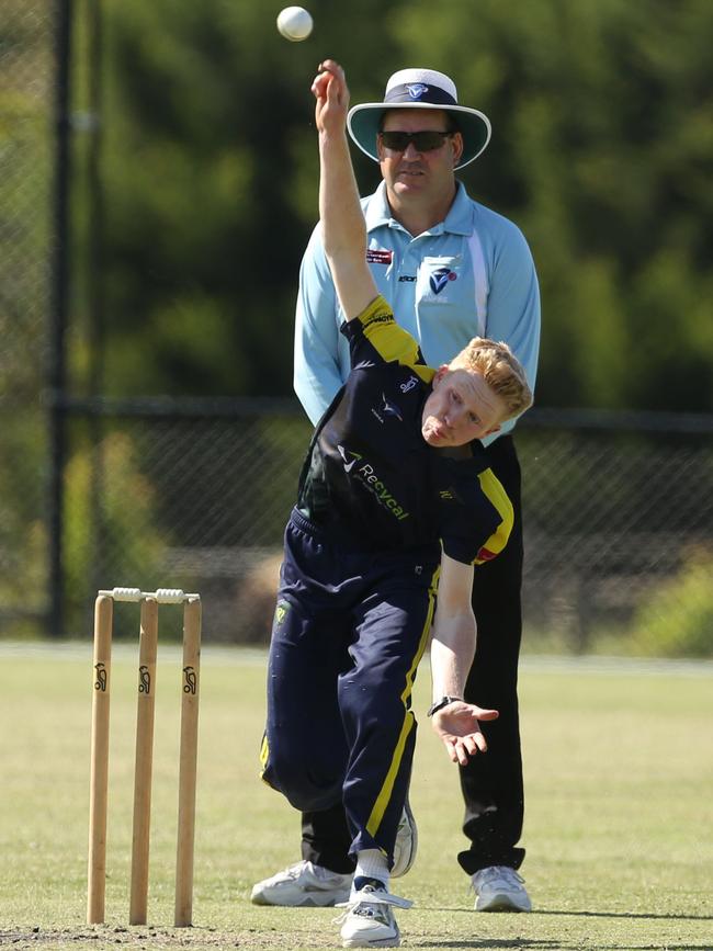 VSDCA: Plenty Valley bowler Connor McEvoy. Picture: Stuart Milligan