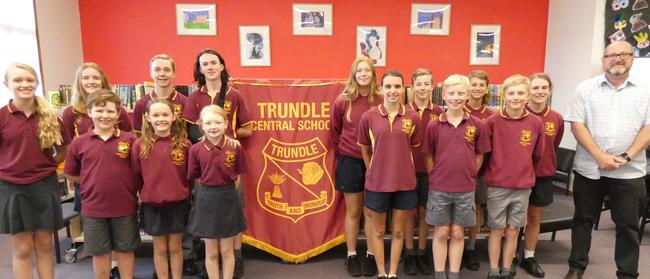 Students from Trundle Central School with principal John Southon. Photo: Supplied