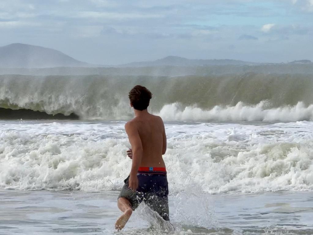 Big waves off Mooloolaba on the Sunshine Coast on Monday afternoon. Picture: Mark Furler