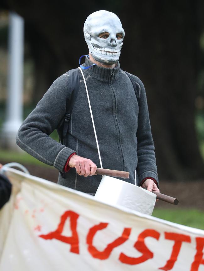 A Blockade Australia protesters in Hyde Park on Tuesday. Picture: John Grainger