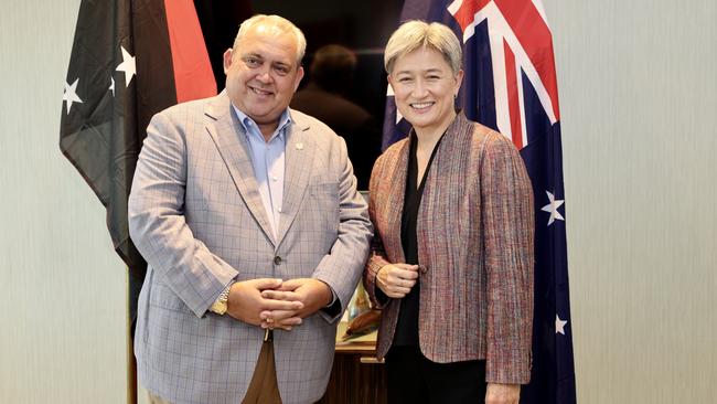 Australia's foreign minister Penny Wong with Aussie-born PNG foreign minister Justin Tkatchenko during a visit there.