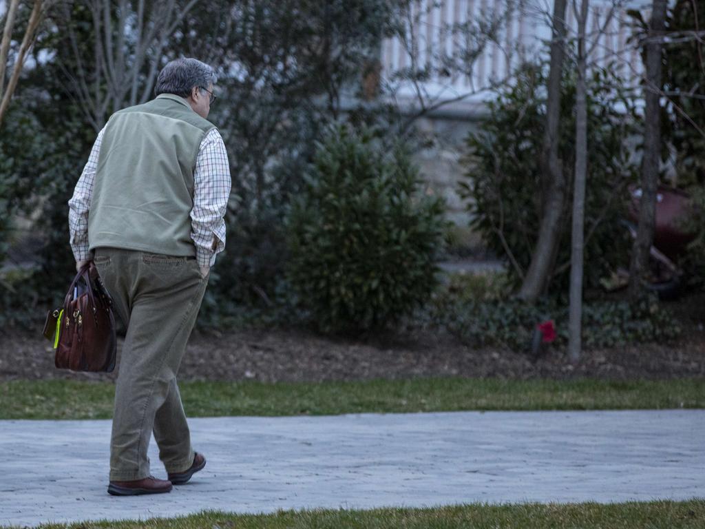 US Attorney General William Barr returns to his house in McLean, Virginia, after releasing a summery of Special Counsel Robert Mueller’s investigation into allegations of Russian interference in the 2016 presidential election. Picture: AFP