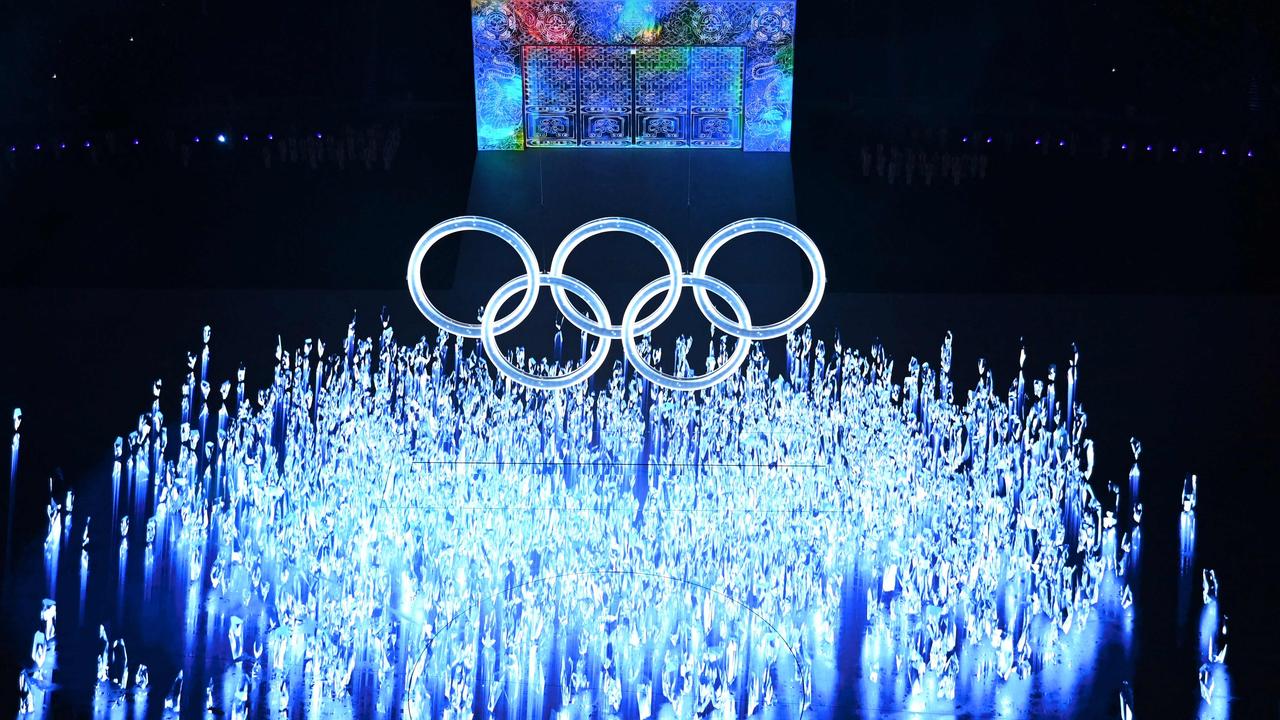 An overview of the Olympic Rings during the opening ceremony. Picture: AFP