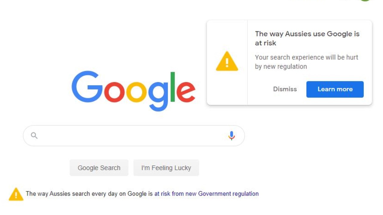 The warnings on Google’s website. Picture: Supplied