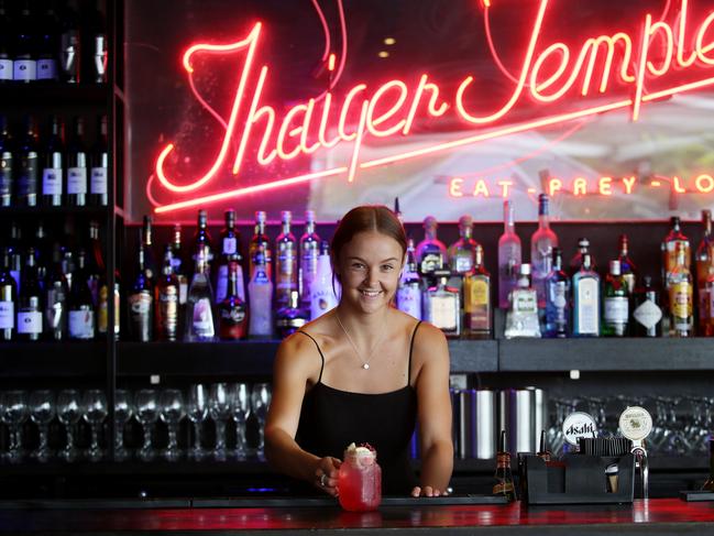 Abby Douglass prepares the Same Same cocktail. Picture: Sue Graham