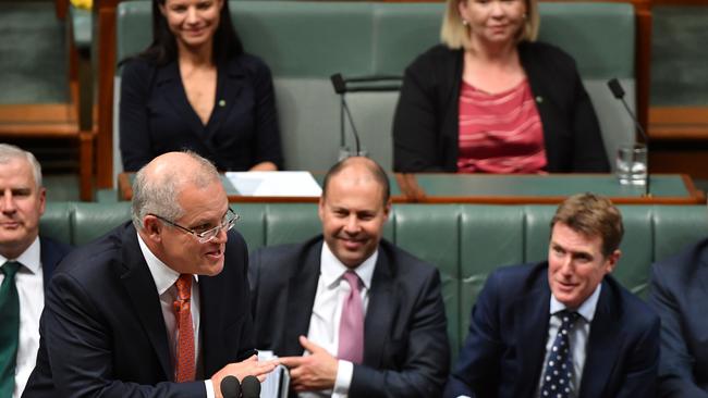 Scott Morrison returns fire to Anthony Albanese. Picture: AAP.