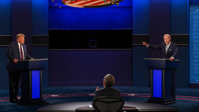 US President Donald Trump (L) and Democratic Presidential candidate and former US Vice President Joe Biden exchange arguments during the first presidential debate at Case Western Reserve University and Cleveland Clinic in Cleveland, Ohio.