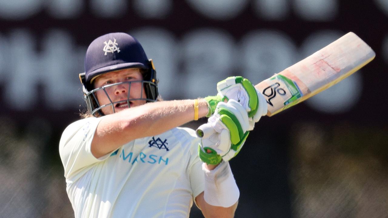 Will Pucovski pulls to the fence during his Sheffield Shield double ton.