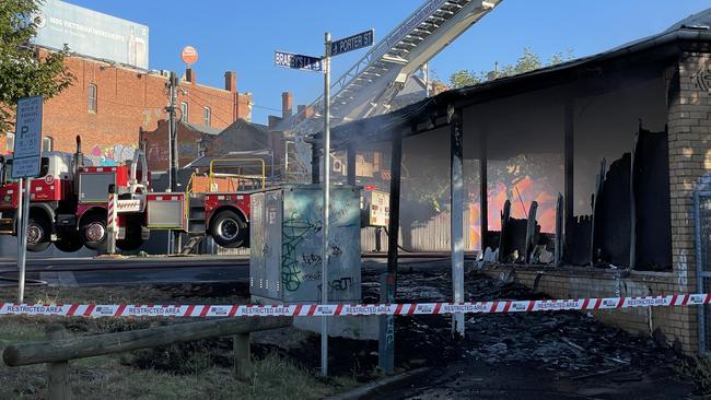 Firefighters attended a Bakery Hill fire about 6am on Thursday after a building went up in flames on Lt Bridge St.