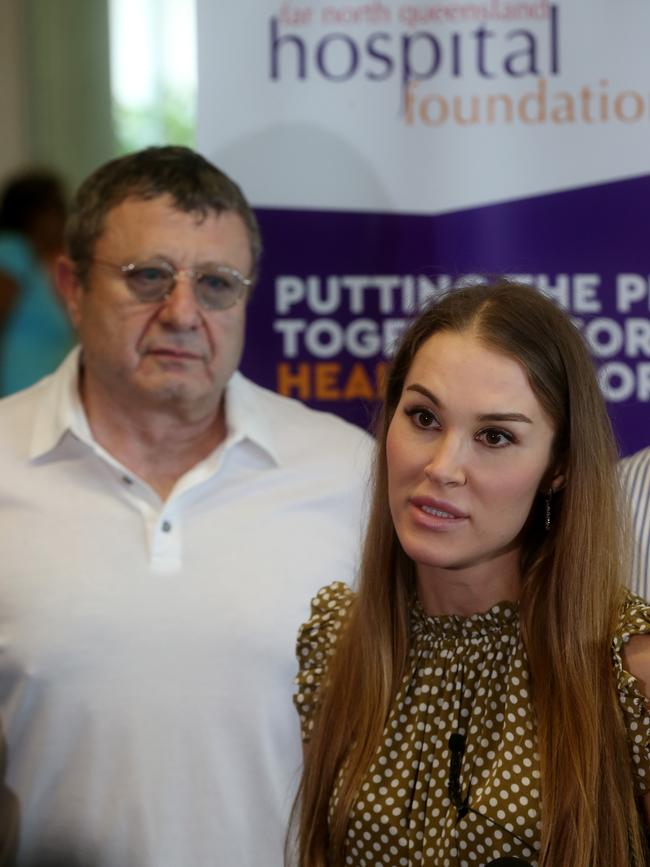 Alex and Violetta Sekler, announcing a $650,000 donation to the Far North Queensland Hospital Foundation in 2020. Picture: Stewart McLean.