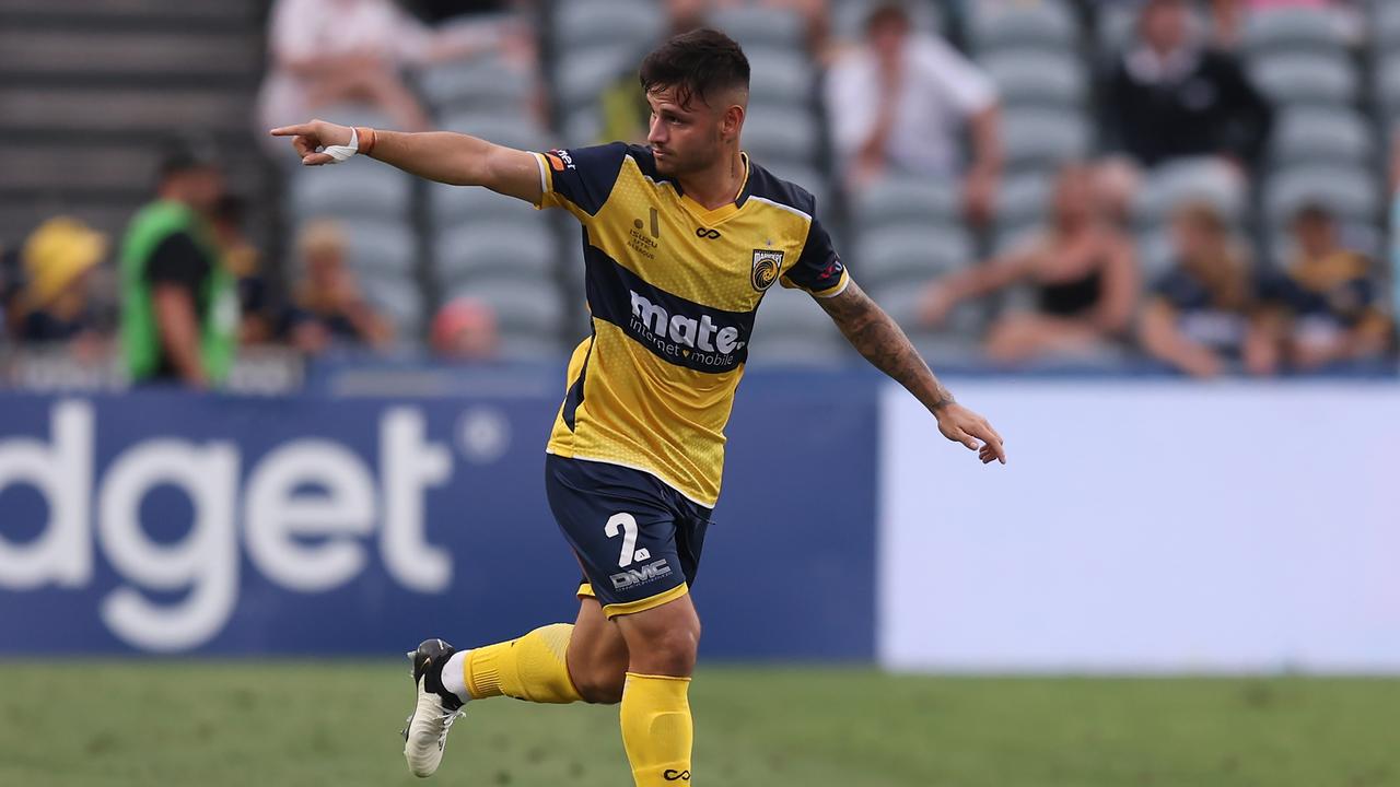 Mariners right-back Mikael Doka was among the goalscorers in Central Coast’s 3-2 win over Macarthur FC. Picture: Scott Gardiner/Getty Images