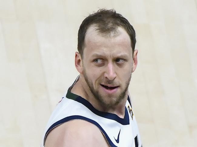 SALT LAKE CITY, UTAH - FEBRUARY 12: Joe Ingles #2 of the Utah Jazz reacts to a play during a game against the Milwaukee Bucks at Vivint Smart Home Arena on February 12, 2021 in Salt Lake City, Utah. NOTE TO USER: User expressly acknowledges and agrees that, by downloading and/or using this photograph, user is consenting to the terms and conditions of the Getty Images License Agreement. (Photo by Alex Goodlett/Getty Images)