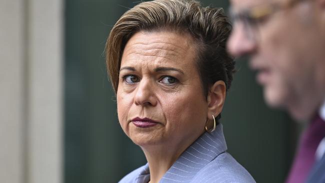 Communications Minister Michelle Rowland says the government will be watching how dating apps comply with a new safety code. Picture: NewsWire / Martin Ollman