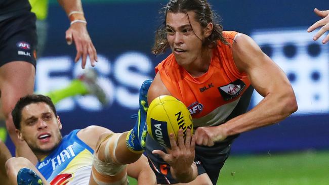 Hard nut Jack Steele is yet to cement his place in the Giants’ best 22. Picture: Phil Hillyard