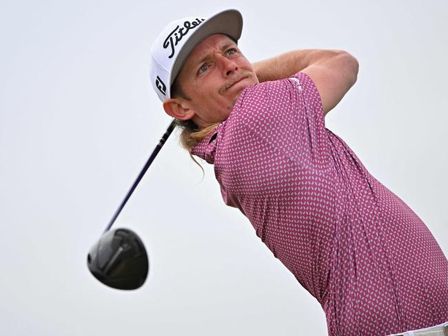 Australia's Cameron Smith watches his drive from the 15th tee during his final round on day 4 of The 150th British Open Golf Championship. Picture: AFP