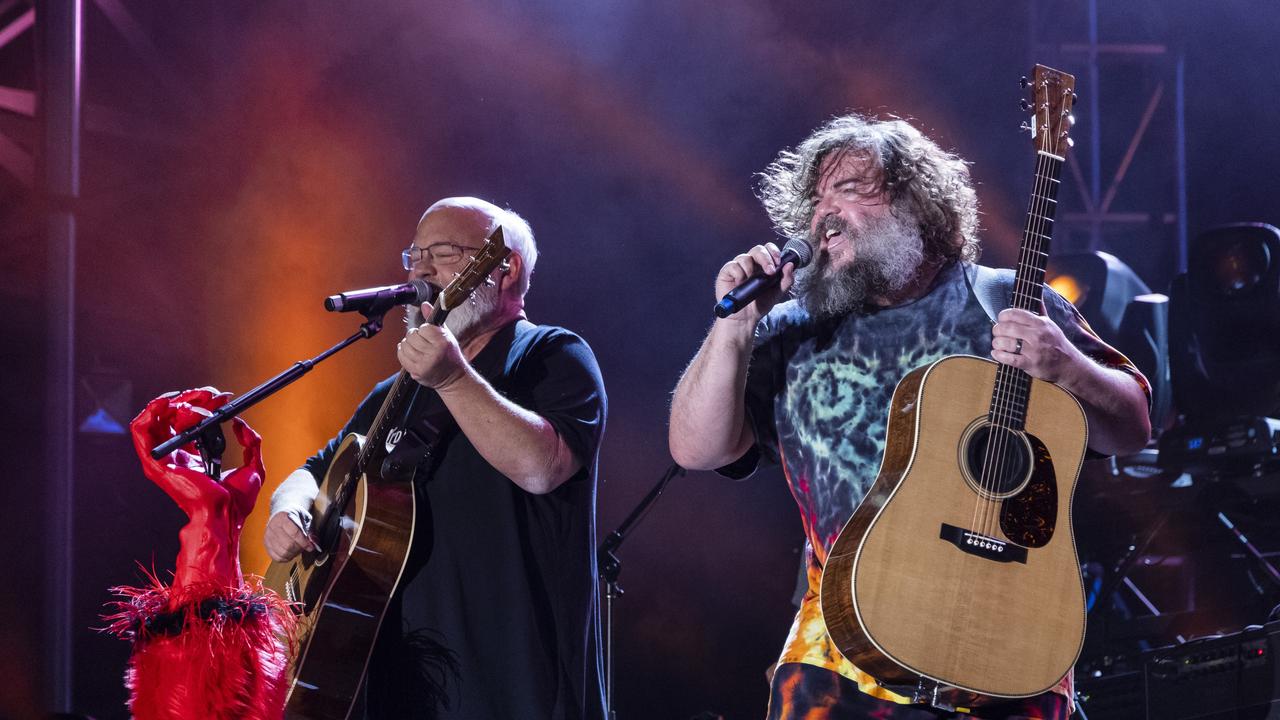 Kyle Gass and Jack Black are touring with their band Tenacious D. Their Newcastle gig has been postponed. Picture: Scott Legato/Getty Images