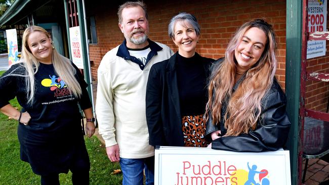 Puddle Jumpers CEO Mel Tate, with Greg and Debra Ireland, and sister Maddie Ireland at their Western Food Hub named in hour of Chelsea Ireland. Picture Mark Brake