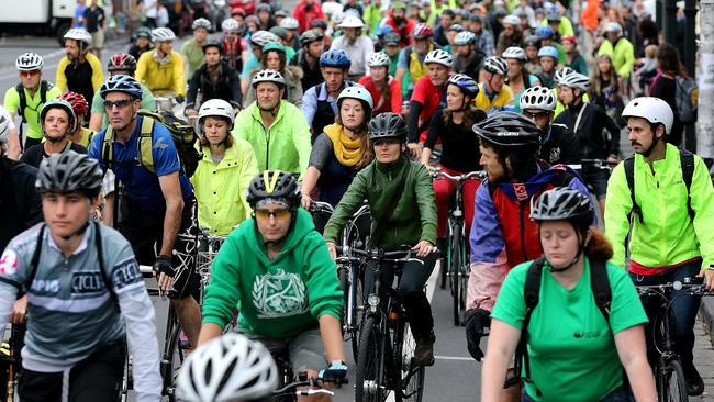 Bike ride for Alberto down Sydney Rd past the site of the accident. Picture: Tim Carrafa