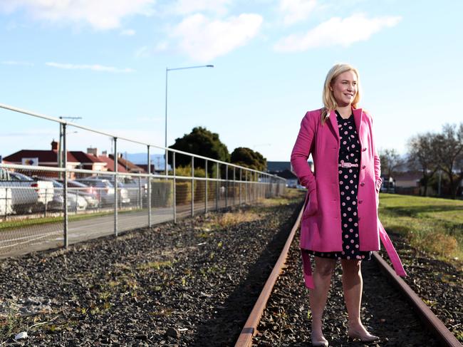 Glenorchy Mayor Kristie Johnston on the northern rail corridor. Picture: LUKE BOWDEN