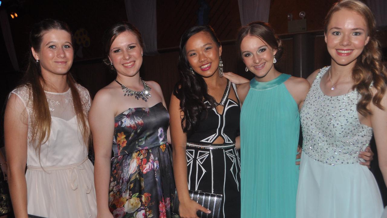 Sam Gilchrist, Isabelle Wright, Annika Shi, Shannay Pivotto and Gracie Troy at the Home Hill Harvest Festival Student Ball.