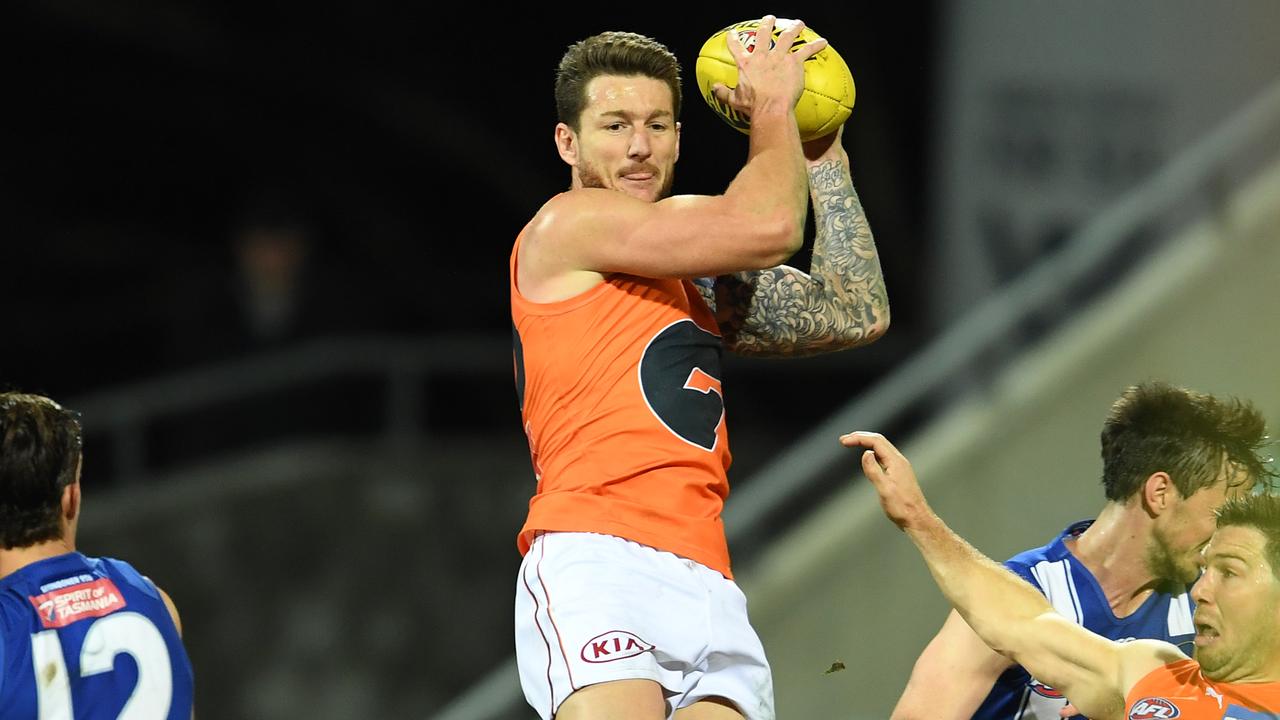 Daniel Lloydwas pivotal in the final minutes but missed a chance to put the Giants in front. Picture: Steve Bell/Getty Images