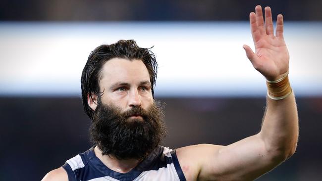 Geelong great Jimmy Bartel farewells AFL footy in the 2016 preliminary final. Picture: Adam Trafford/AFL Media/Getty Images