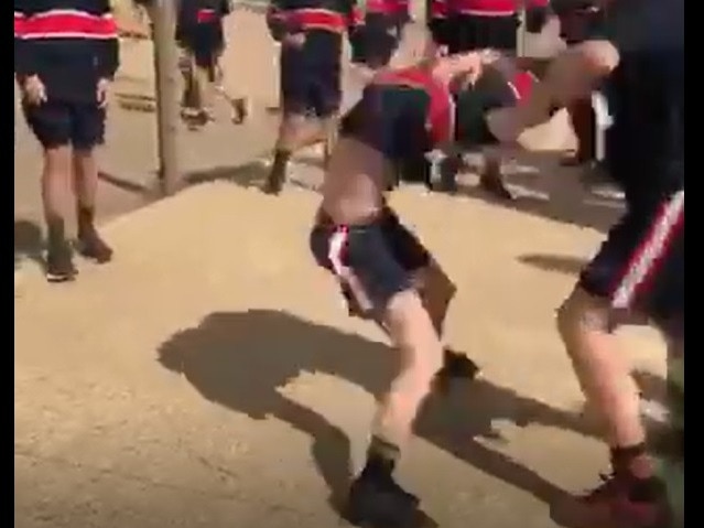 A scene from one of the Gisborne Secondary College fights.