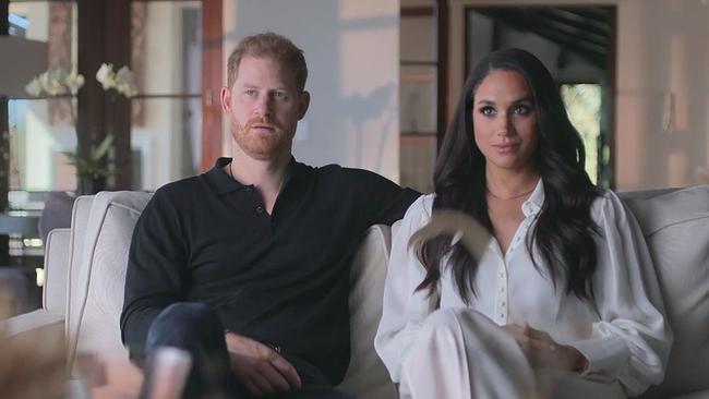 Harry and Meghanin the Netflix documentary series. Picture: Netflix