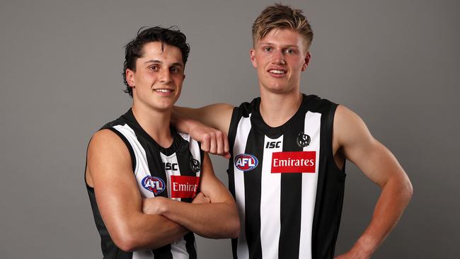 New Magpie Jay Rantall (right) has taken out Collingwood’s time-trial.