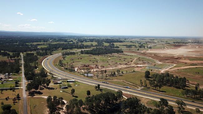 Construction of the Western Sydney Airport at Badgerys Creek. Picture: Jonathan Ng