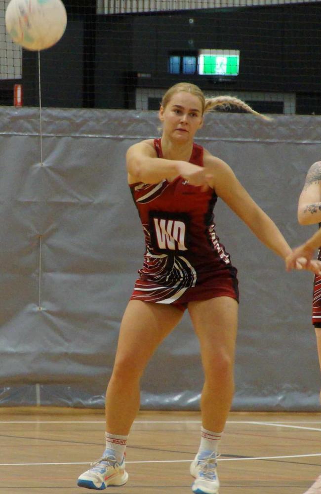 Jenna Green playing for Saints in Townsville's Premier League 2023. Picture: Saints Netball Club.