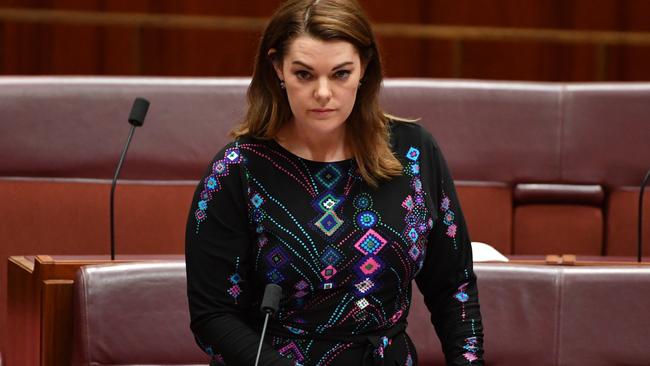 Australian Greens Senator Sarah Hanson-Young left a $20,000 debt to taxpayers unpaid for almost a year. Picture: AAP