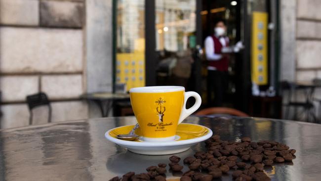 Outside the Caffe Sant'Eustachio, in Rome. Romans tend to knock back a <span id="U7123894887932qG">€</span>1 ($1.44) espresso while standing at a counter. Picture: AFP