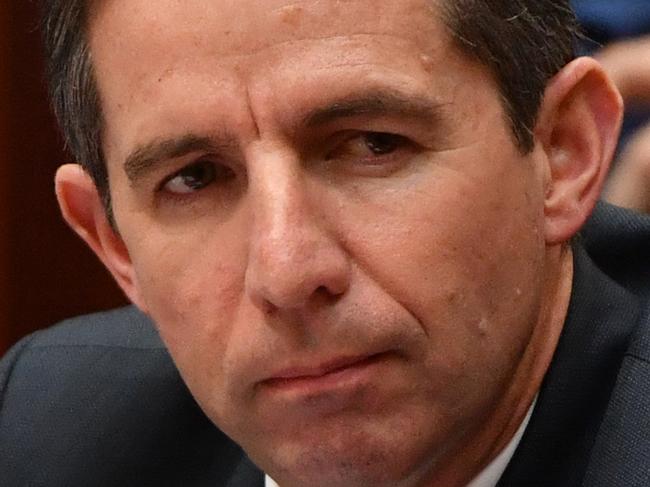 Minister for Trade Simon Birmingham during Question Time in the Senate chamber at Parliament House in Canberra, Wednesday, June 10, 2020. (AAP Image/Mick Tsikas) NO ARCHIVING