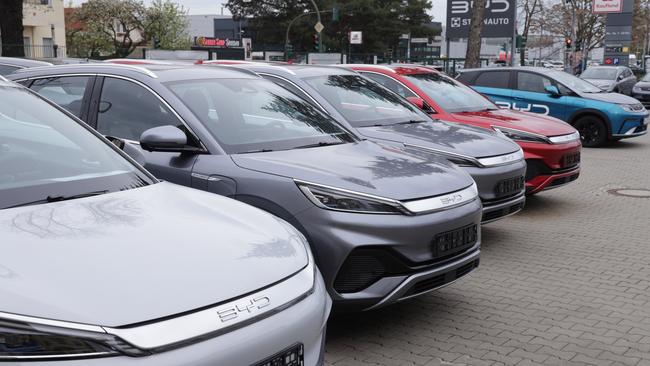 BYD electric cars stand at a BYD dealership in Berlin, Germany. Picture: Getty Images