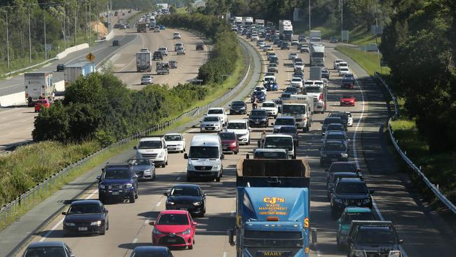 Peak hour morning traffic on the M1. Picture Glenn Hampson