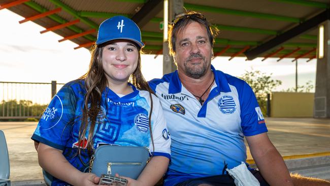 Tina Georgakis and Nik Georgakis at the fifth annual GleNTi Cup between Hellenic AC and Darwin Olympic SC, June 3, 2025. Picture: Pema Tamang Pakhrin