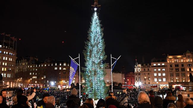 Trafalgar’s traditional Christmas tree is an annual gift from Osl0. Picture: AFP