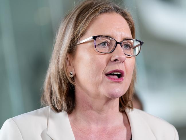 MELBOURNE, AUSTRALIA - AUGUST 18: Premier of Victoria Jacinta Allan speaks during a Cricket Australia Media Opportunity at Melbourne Cricket Ground on August 18, 2024 in Melbourne, Australia. (Photo by Asanka Ratnayake/Getty Images for Cricket Australia)