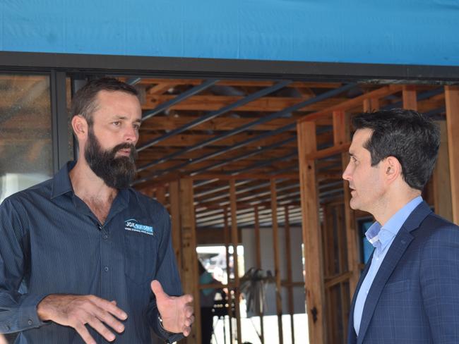 QLD premier David Cristafulli and JGK Builders owner John Kay discuss the abolishment of stamp duty in Queensland