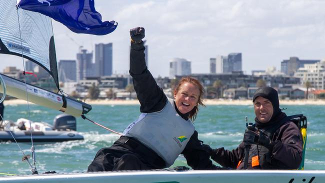 Skipper Dan Fitzgibbon and crewmate Liesl Tesch.