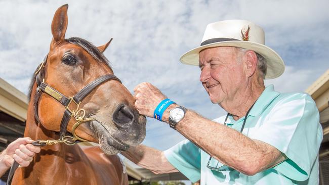 John Kelly with the horse he bought for $2m at the Magic Millions. Pictuer by Luke Marsden.