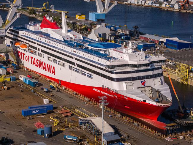 The new TT Line boat Spirit of Tasmania IV in Finland.  Picture: Rauma Marine Constructions