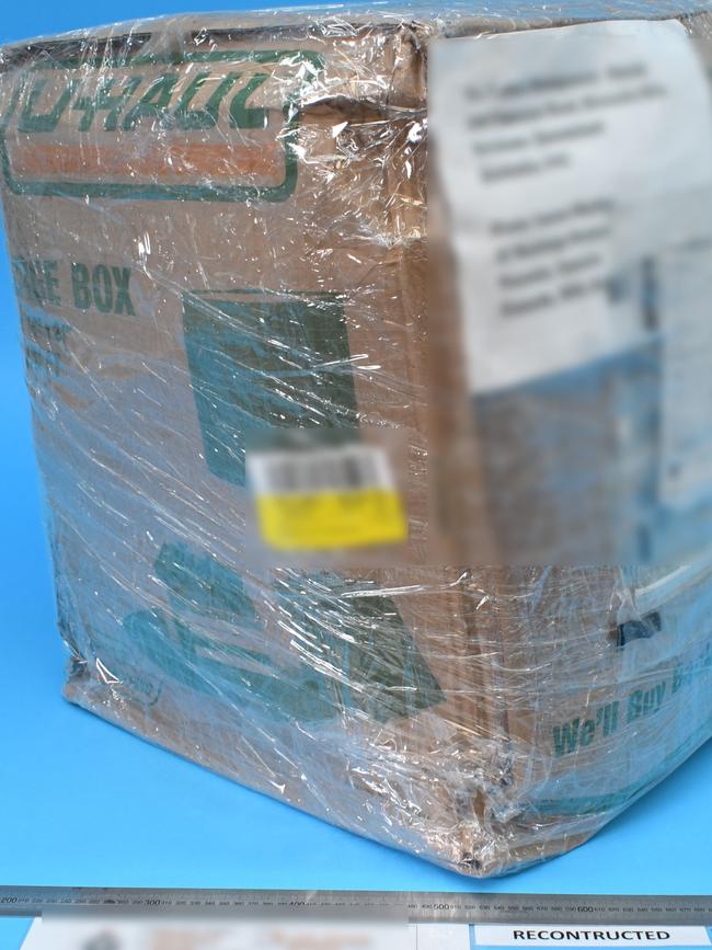 The package allegedly containing 2kg of methamphetamine sent from Canada to Queensland.