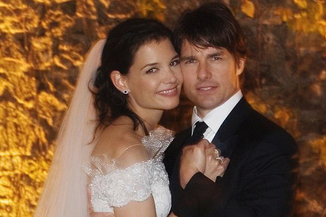 On their wedding day ... Katie Holmes and Tom Cruise at the 15th-century Odescalchi Castle overlooking Lake Bracciano outside of Rome in 2006. Photo: AP