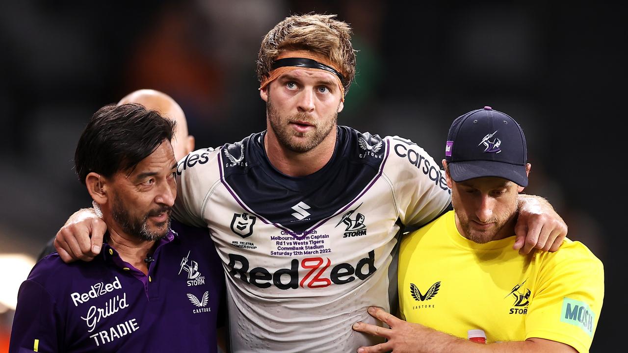 Storm skipper Christian Welch snapped his achilles and will likely miss the rest of the season. Picture: Mark Kolbe/Getty Images