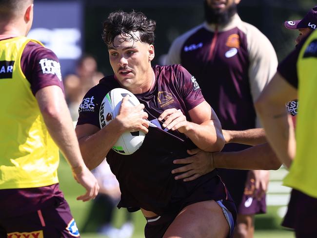 Herbie Farnworth at Broncos training ahead of the preliminary final. Picture: Adam Head