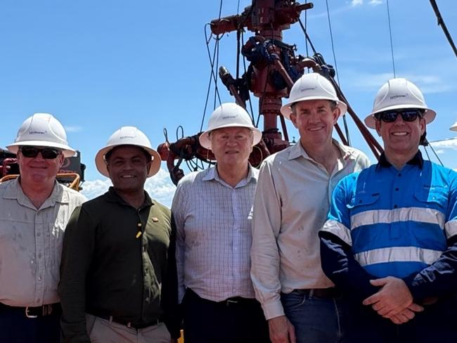 (L to R) Stuart Knowles â interim Territory Coordinator, Khoda Patel â Asst Minister Mining and Energy, Steve Edgington â Minister for Essential Services, Gerard Maley â Deputy Chief Minister and Minister for Mining and Energy, Joe Riddle â Tamboran Chief Executive Officer