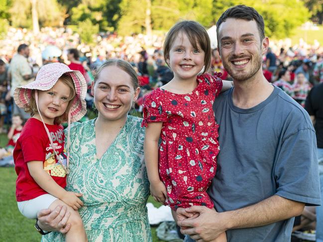 At Triple M Mayoral Carols by Candlelight are Alex Keighran, Taylah Ebzery, Mili Keighran and Tom Keighran, Sunday, December 8, 2024. Picture: Kevin Farmer